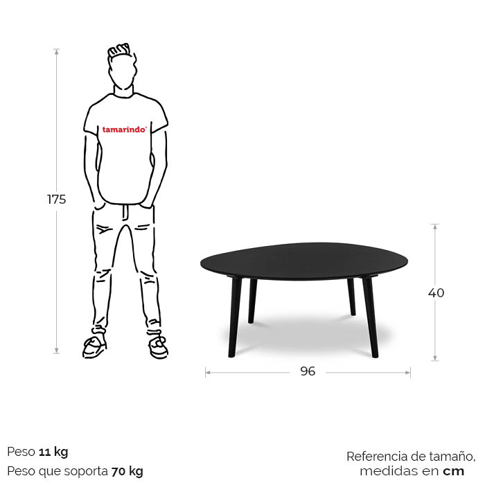 Mesa De Centro Negro Kuk | Mesas de Centro | salas